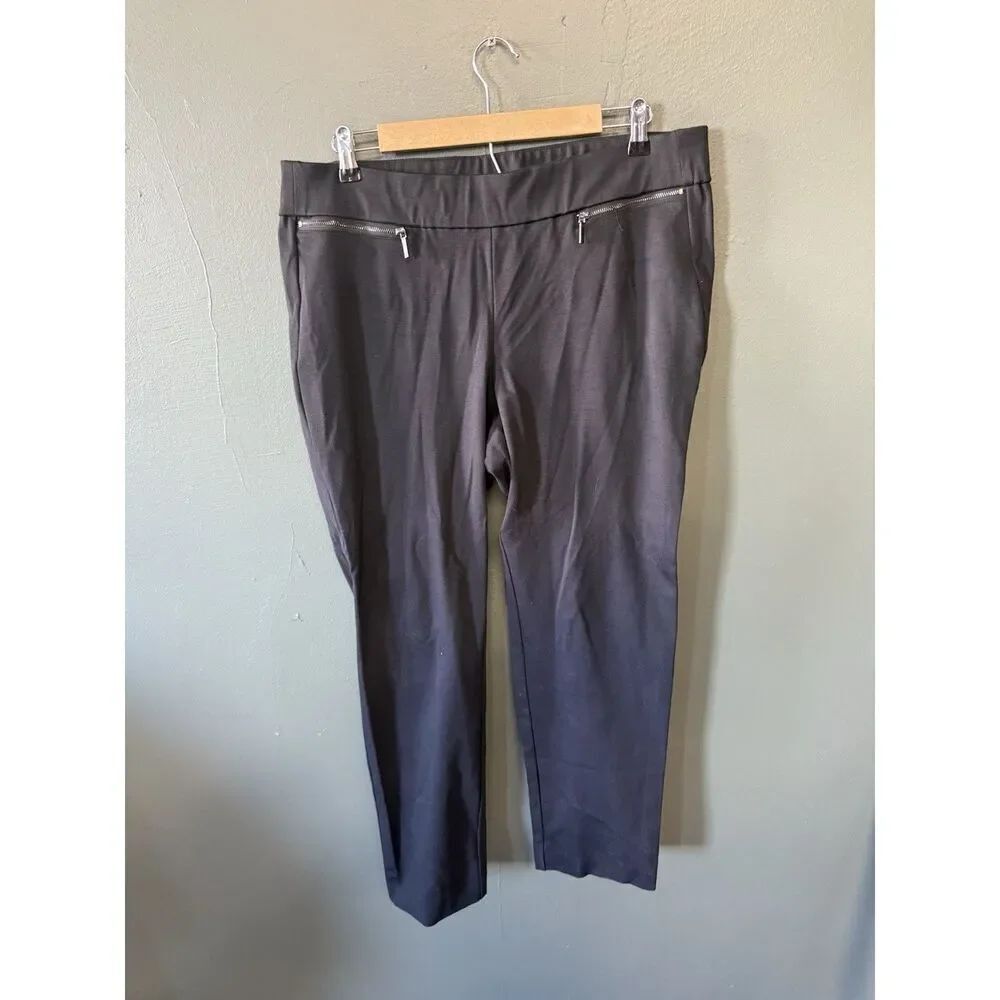 Lane Bryant Womens Black Cropped Pullon Work Pants Comfy Plus Size 14/16